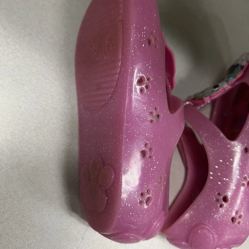 Nickelodeon Girls Size 8 Paw Patrol Pink Glitter Casual‎ Jelly Slip-on Shoe
